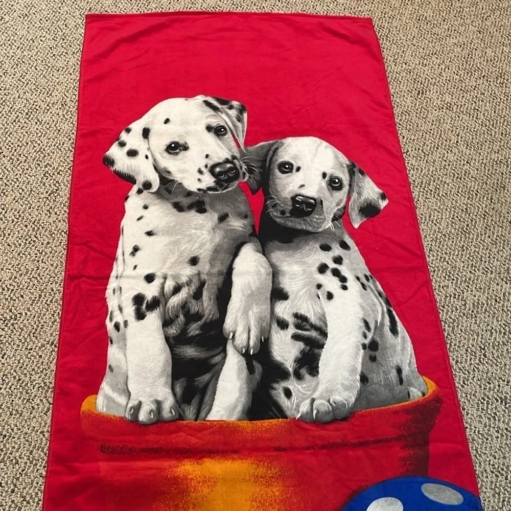 Copa Dalmatian Dog Beach Towel- Red and Blue NWT